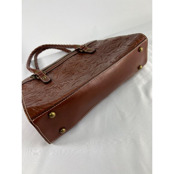 Patricia Nash Calvi Tooled Leather Florence Brown Tan Bag - Picture 4 of 12